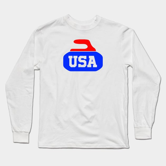 USA Curling Long Sleeve T-Shirt by Wyld Bore Creative